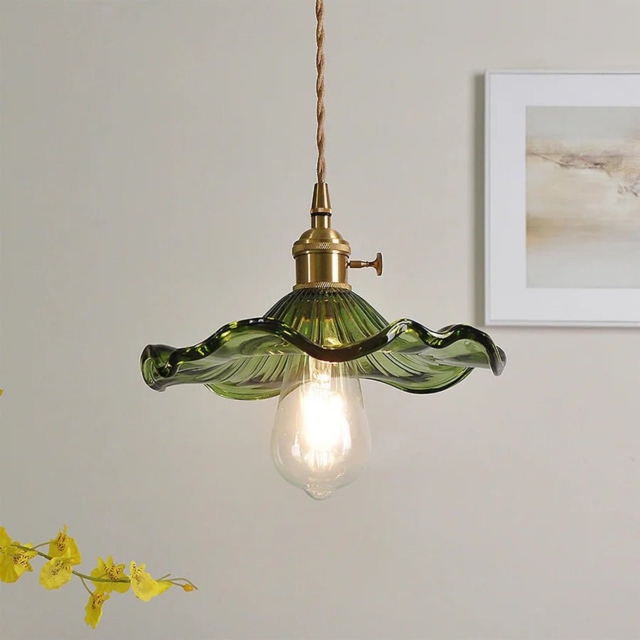 Amora Glass Pendant Light | Vintage Floral Design, Adjustable Hanging Fixture 1