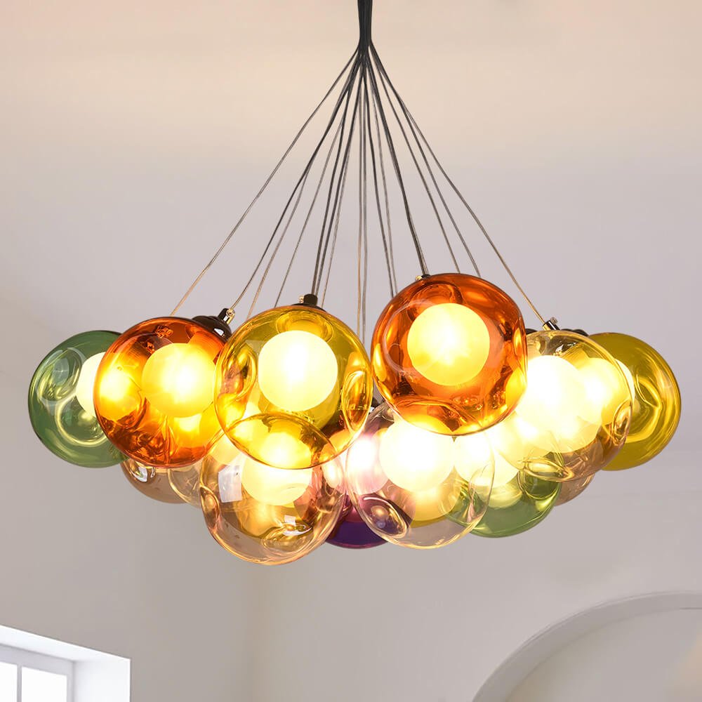 Clara Pendant Light | Multi-Color Glass Shades, Adjustable Height 0