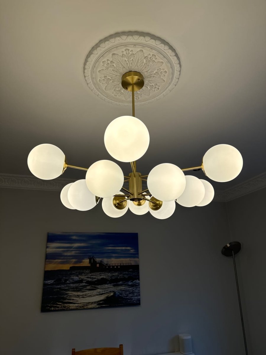 Opal Chandelier Light | Brass, Modern Two-Tier Design 1