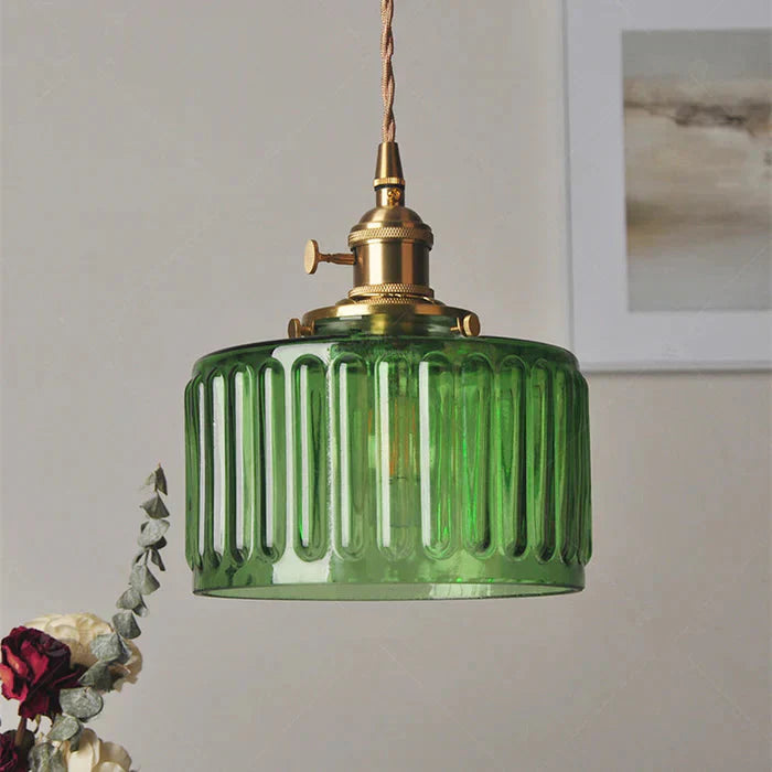 Vinta Pendant Light | Ribbed Glass, Gold Finish for Kitchen Island Lighting 0