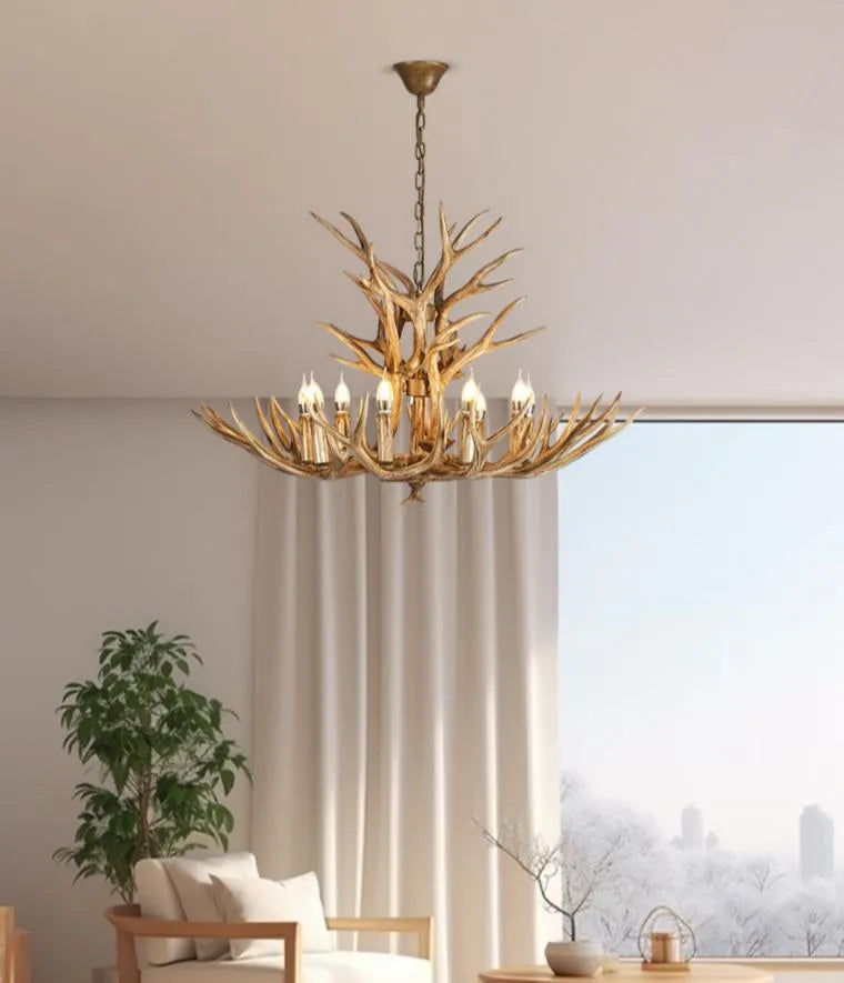Alpine Antler Chandelier | Solid Wood, Dimmable LED Lighting for Dining Room 1