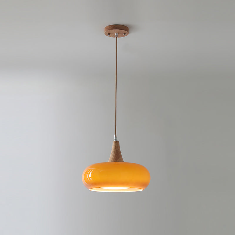Chara Pendant Light | Amber Glass Shade, Metal Accent for Kitchen Island Lighting 0