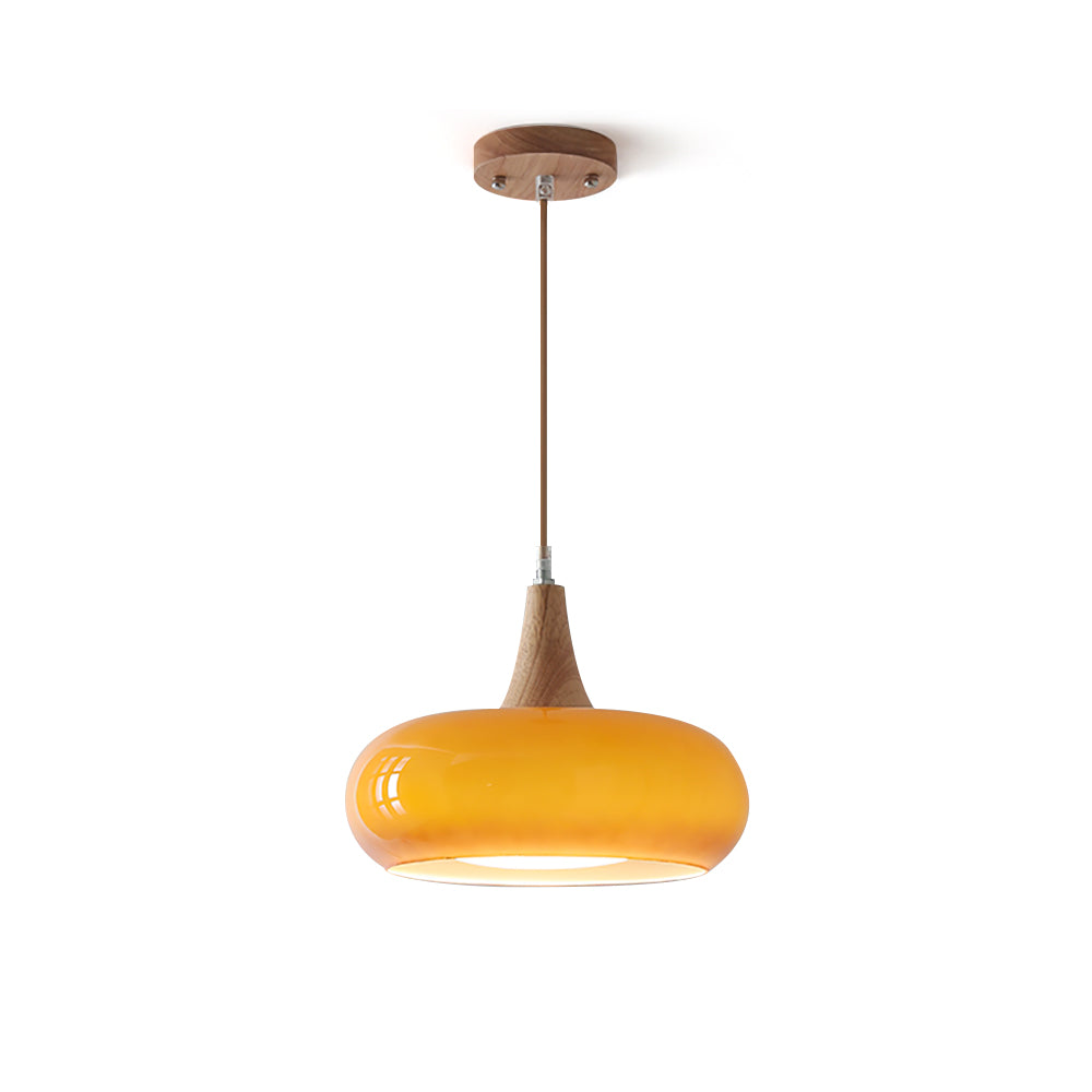 Chara Pendant Light | Amber Glass Shade, Metal Accent for Kitchen Island Lighting 1