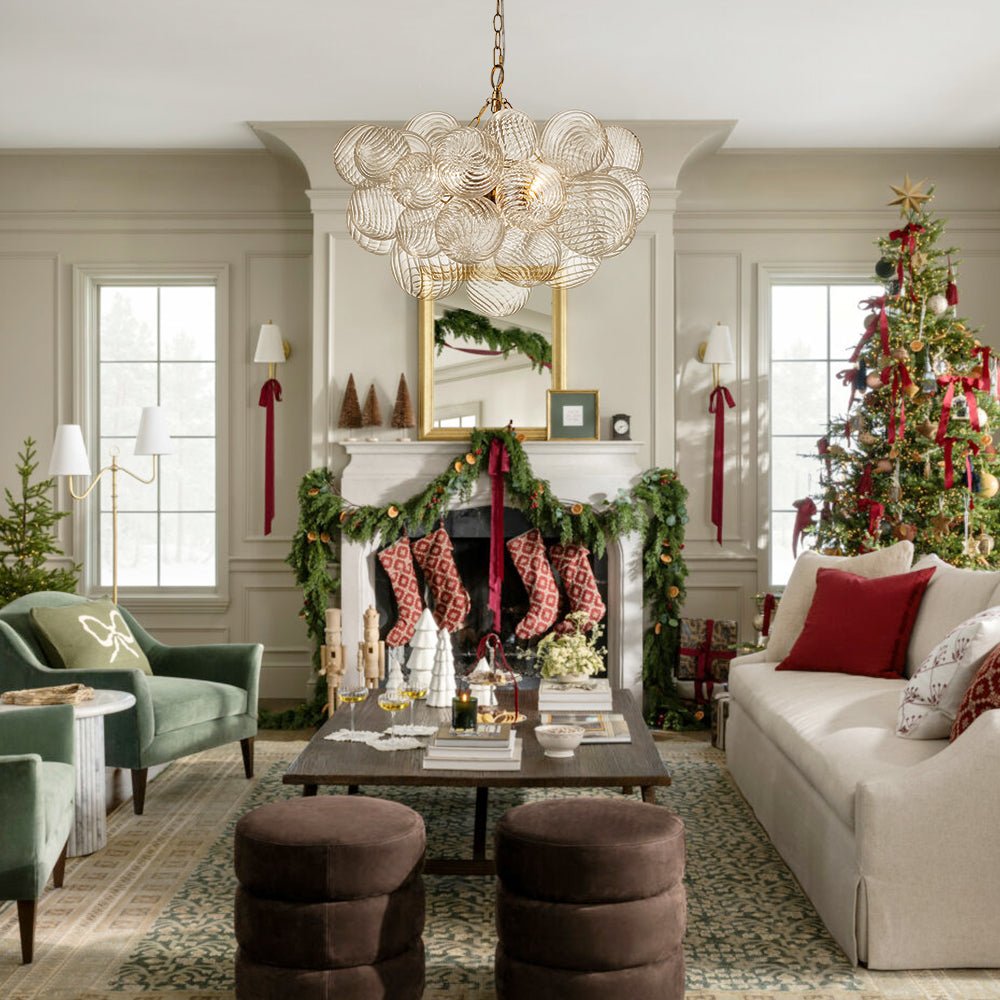 Glimmer Bubble Chandelier | Glass, Brass Finish for Dining Room 1