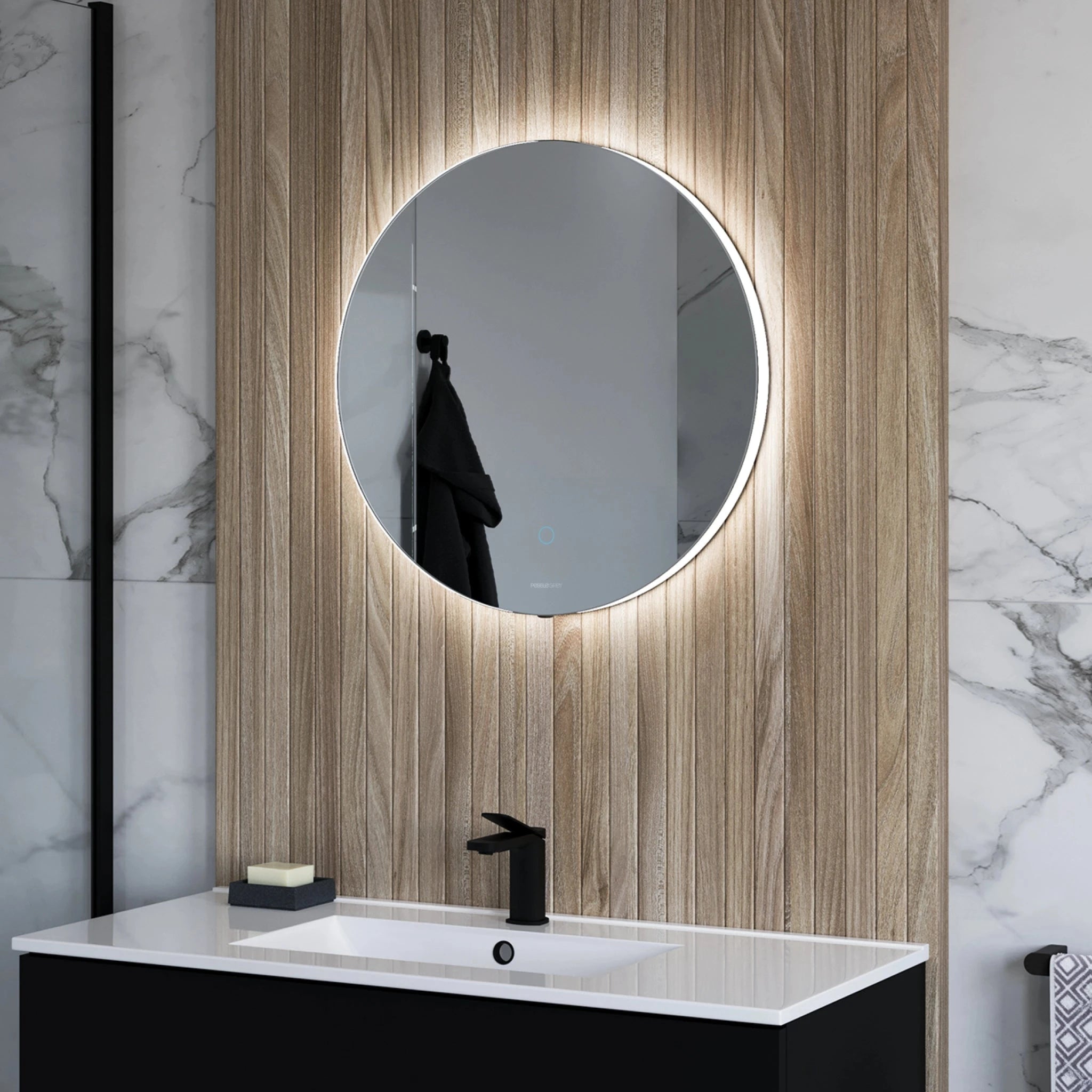 Halo LED Bathroom Mirror | Round, Backlit with Adjustable Lighting 1