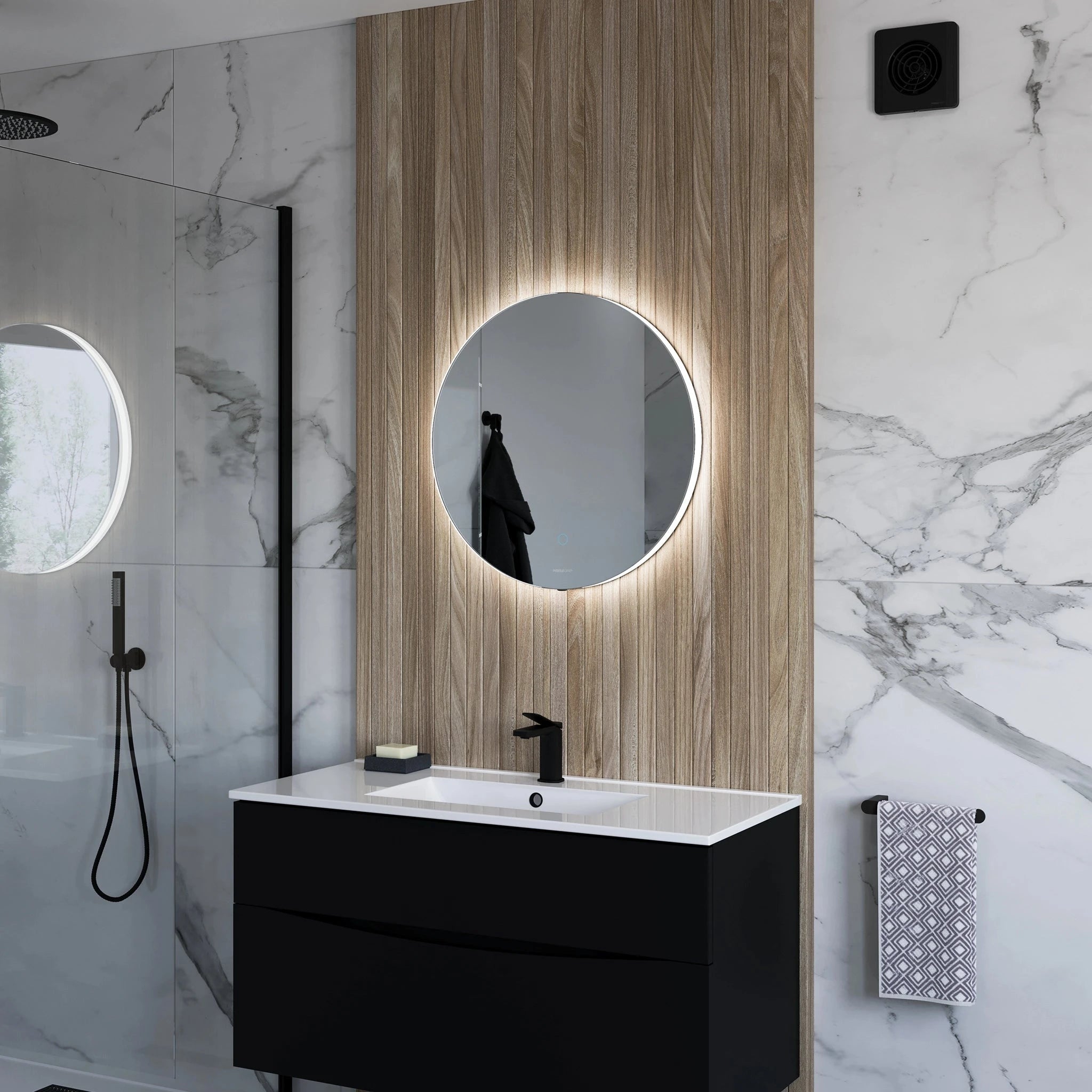 Halo LED Bathroom Mirror | Round, Backlit with Adjustable Lighting 6