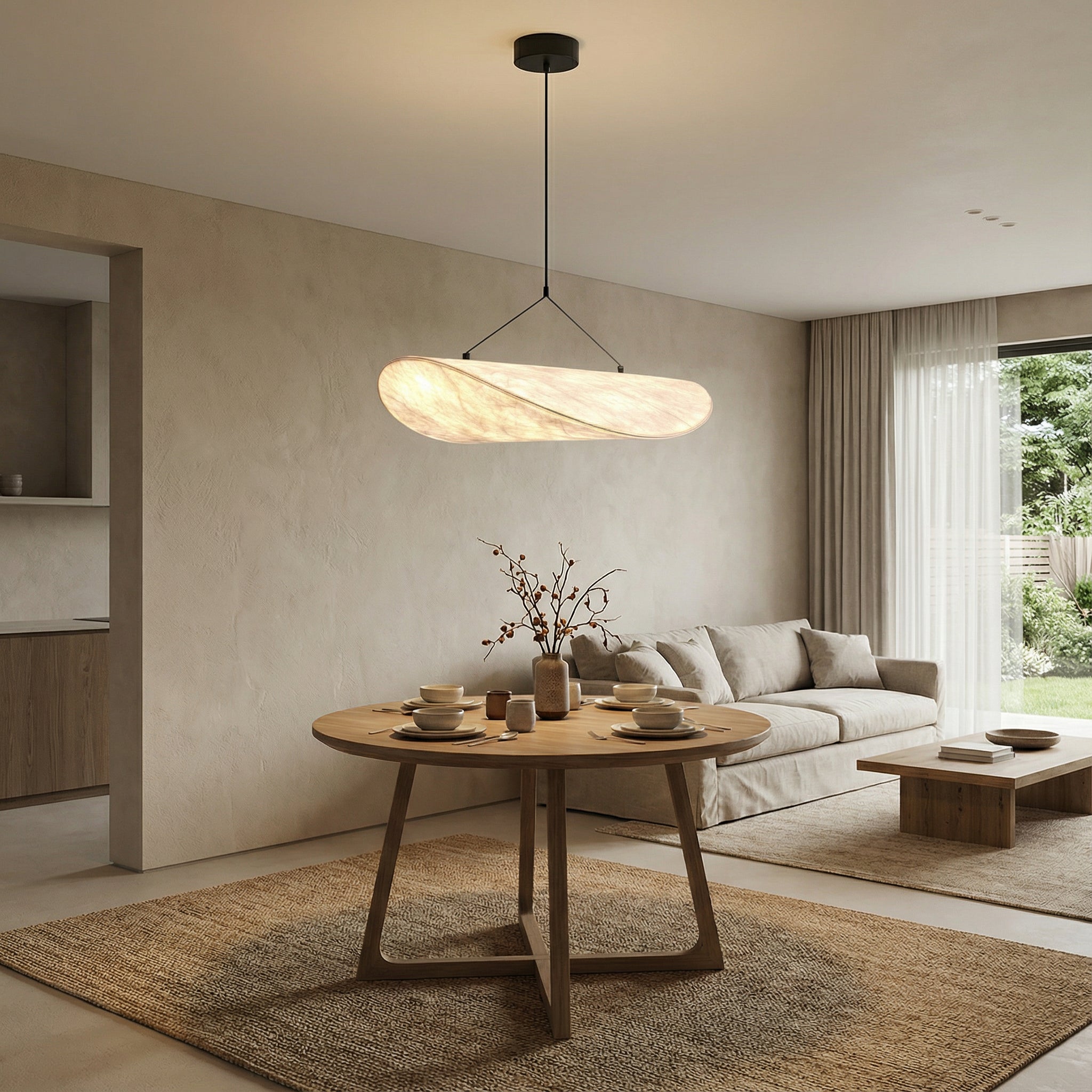 Javari Black Pendant Light | Silk Shade, Minimalist Design 1