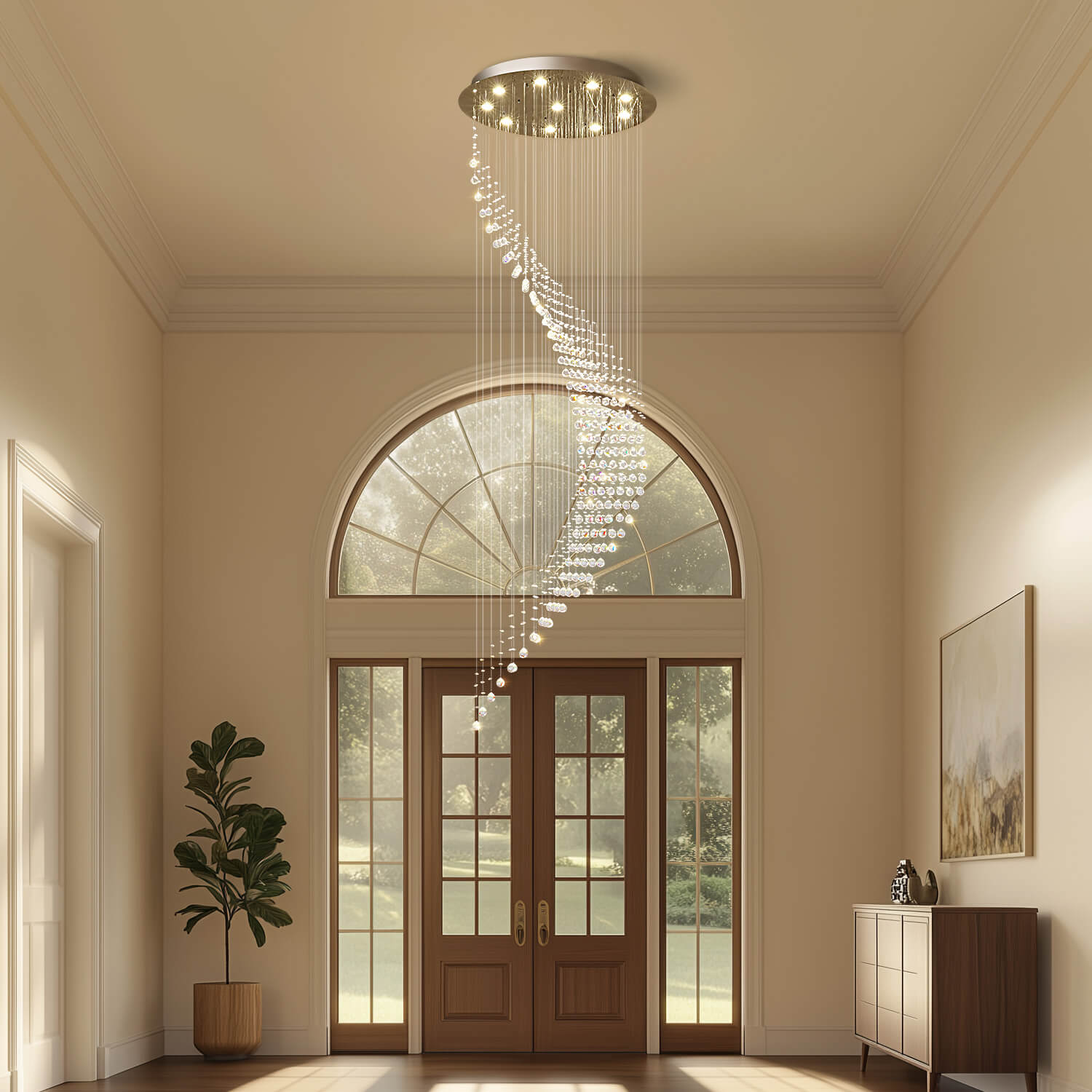 Orbitra Crystal Chandelier | Adjustable Height, Modern K9 Design 1